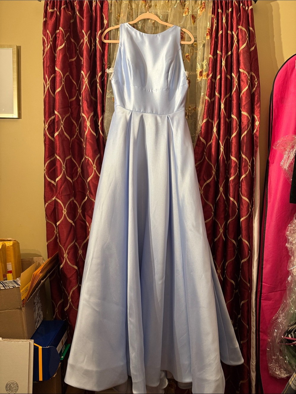 Sherri Hill Light Blue Satin Prom Dress